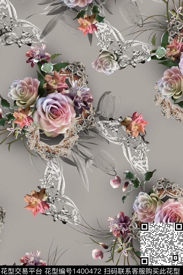 花卉欧洲花纹数码印花华亿平台下载（图片编号: 1400472） - 瓦栏（Walan）