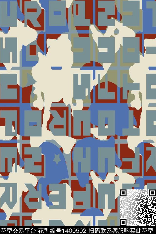 字母几何迷彩传统印花华亿平台下载（图片编号: 1400502） - 瓦栏（Walan）