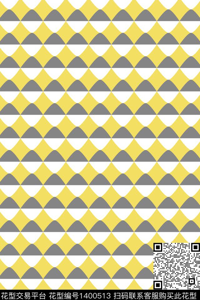 几何定位小清新大波浪数码印花华亿平台下载（图片编号: 1400513） - 瓦栏（Walan）