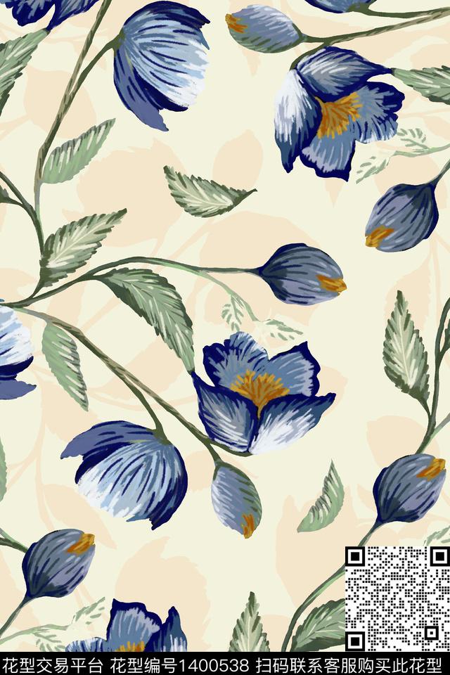 复古花卉大牌风传统印花华亿平台下载（图片编号: 1400538） - 瓦栏（Walan）