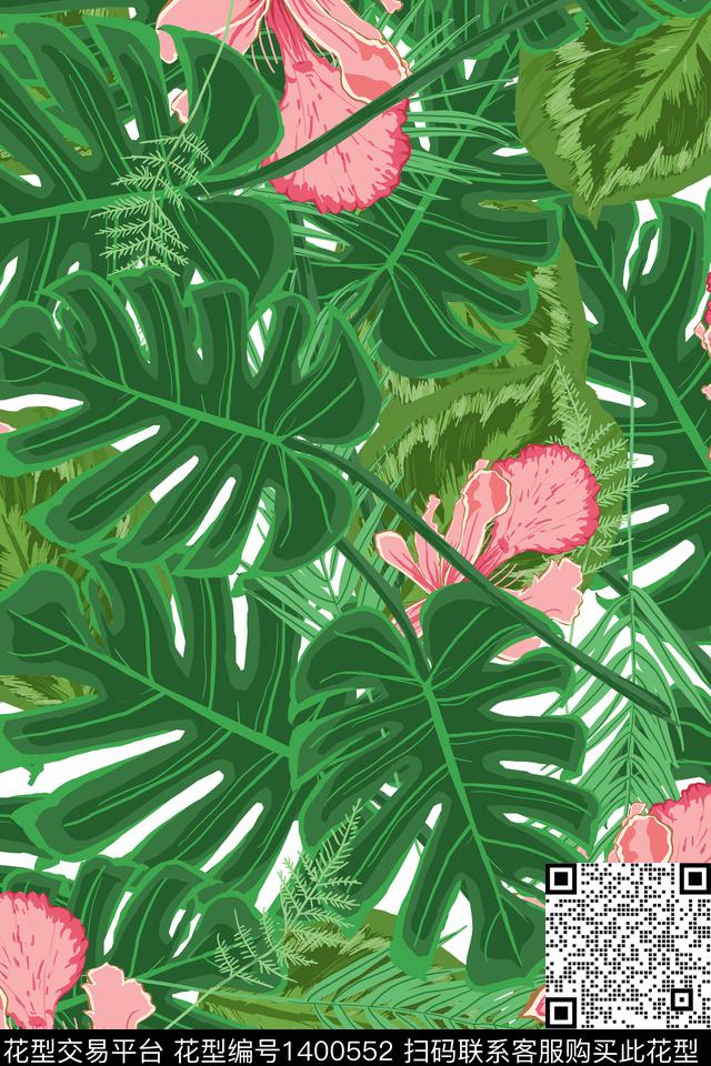 花卉大牌风热带华亿平台数码印花华亿平台下载（图片编号: 1400552） - 瓦栏（Walan）