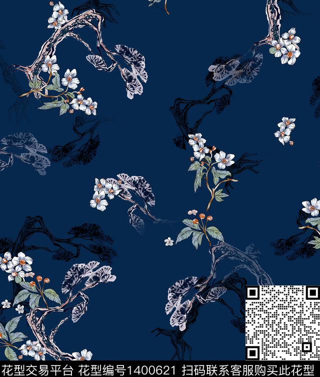 连衣裙女装花卉传统印花华亿平台下载（图片编号: 1400621） - 瓦栏（Walan）