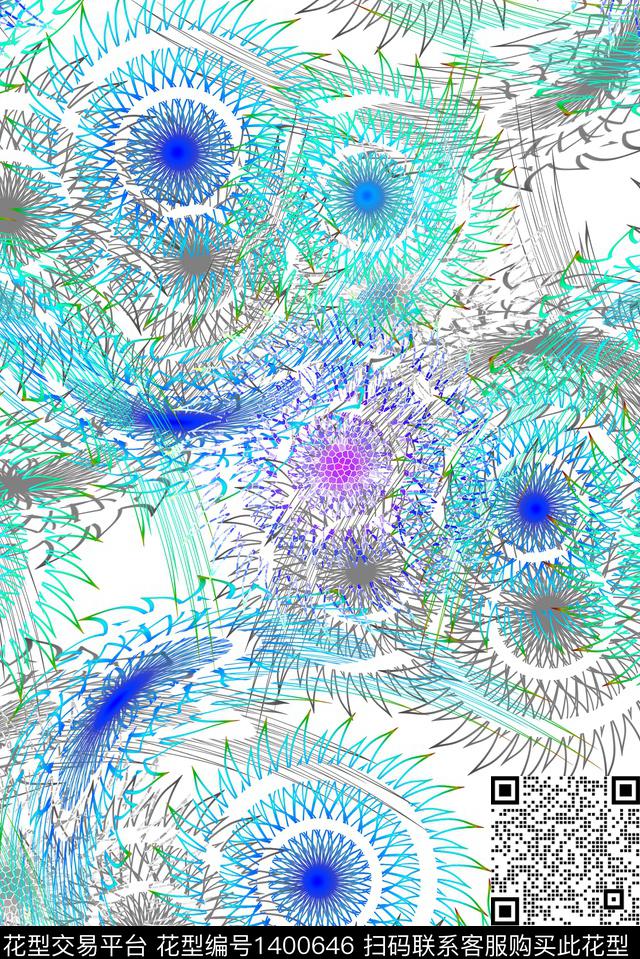 撞色几何字母数码印花华亿平台下载（图片编号: 1400646） - 瓦栏（Walan）