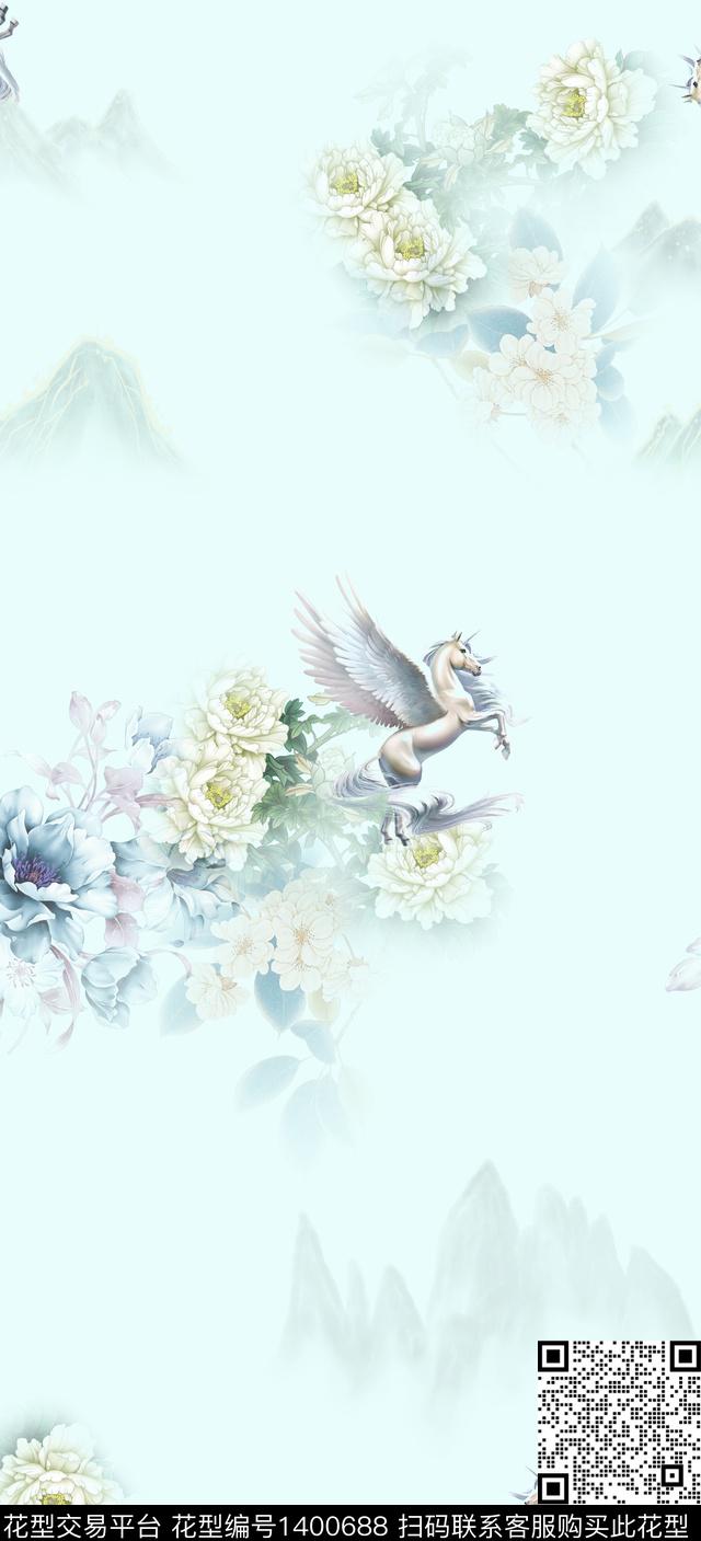 数码华亿平台花卉旗袍数码印花华亿平台下载（图片编号: 1400688） - 瓦栏（Walan）