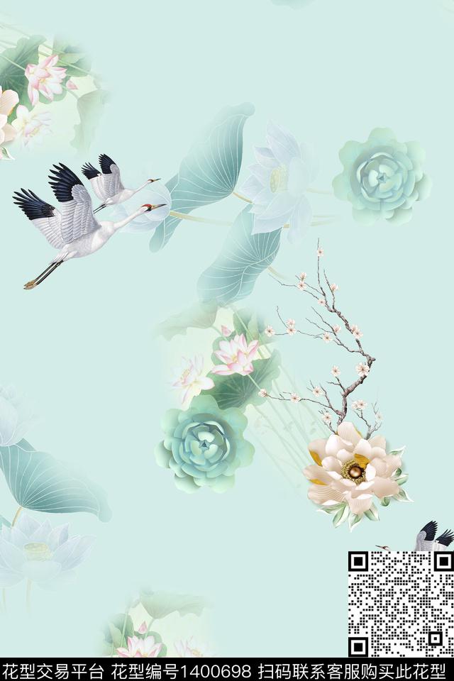 数码华亿平台花卉旗袍数码印花华亿平台下载（图片编号: 1400698） - 瓦栏（Walan）