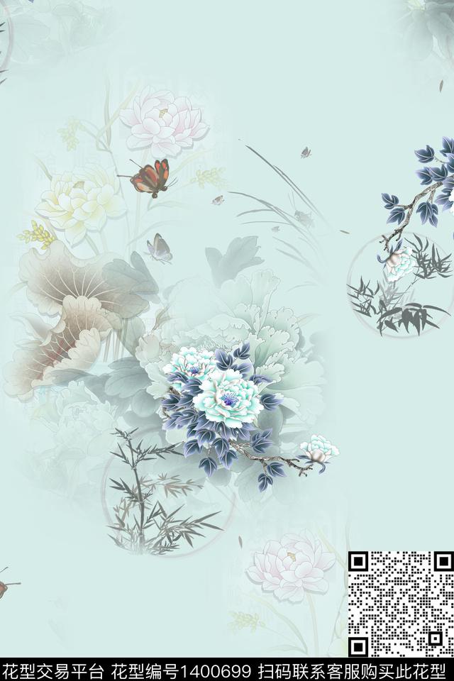 数码华亿平台花卉旗袍数码印花华亿平台下载（图片编号: 1400699） - 瓦栏（Walan）