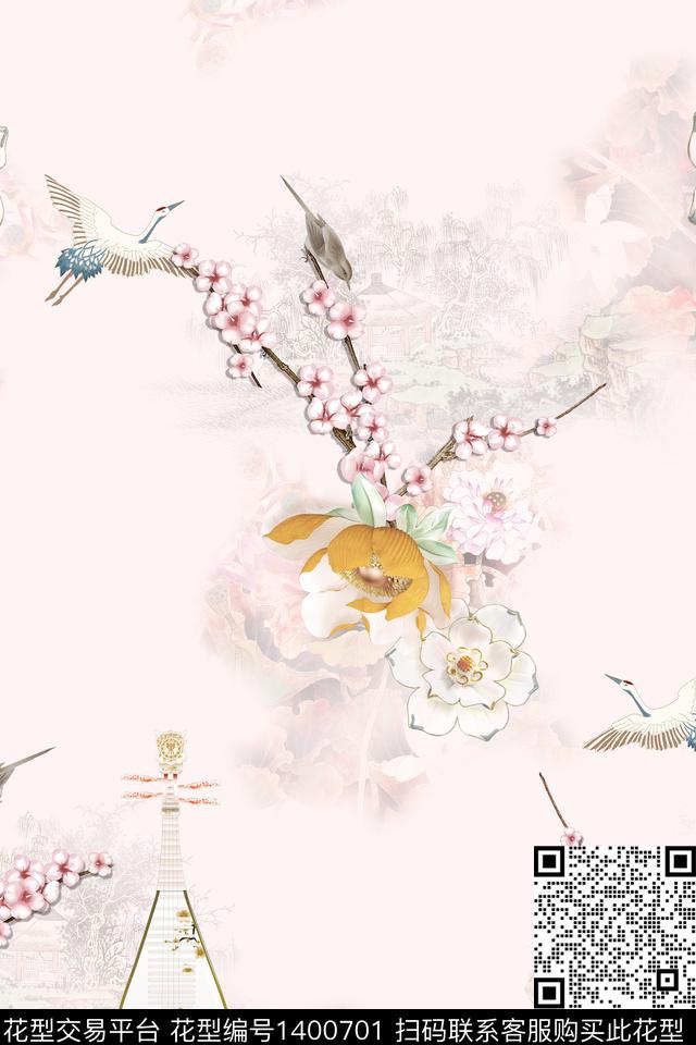 数码华亿平台花卉旗袍数码印花华亿平台下载（图片编号: 1400701） - 瓦栏（Walan）