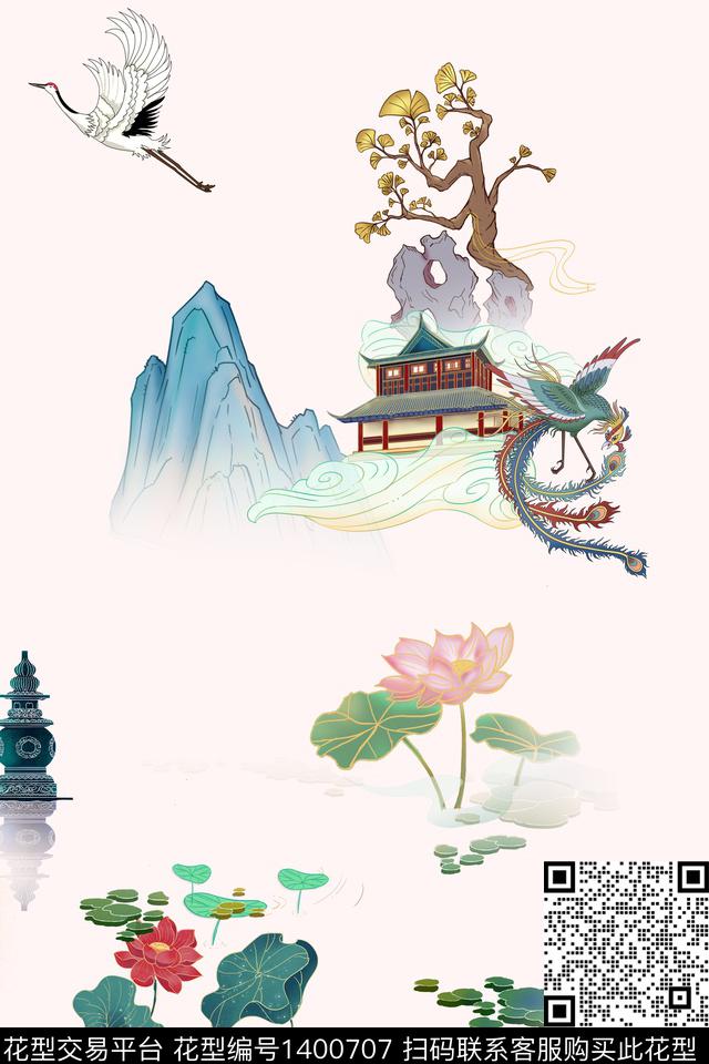 数码华亿平台花卉旗袍数码印花华亿平台下载（图片编号: 1400707） - 瓦栏（Walan）