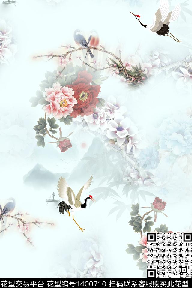 数码华亿平台花卉旗袍数码印花华亿平台下载（图片编号: 1400710） - 瓦栏（Walan）