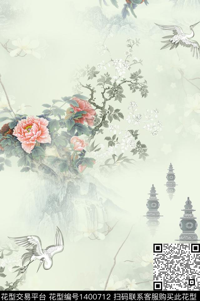 数码华亿平台花卉旗袍数码印花华亿平台下载（图片编号: 1400712） - 瓦栏（Walan）