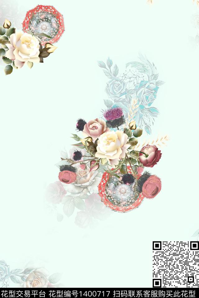 数码华亿平台花卉旗袍数码印花华亿平台下载（图片编号: 1400717） - 瓦栏（Walan）