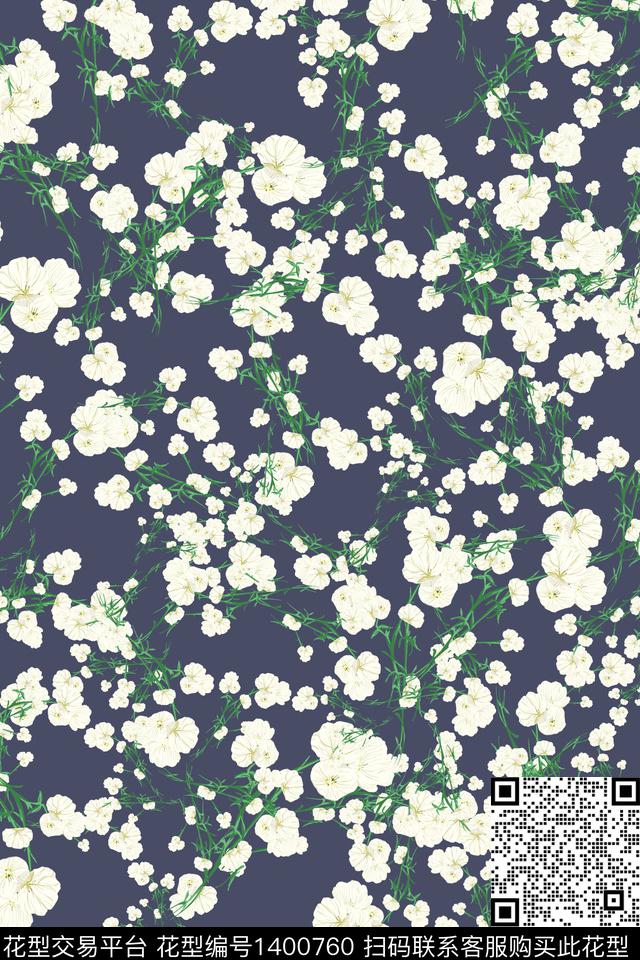 花卉春夏华亿平台小碎花数码印花华亿平台下载（图片编号: 1400760） - 瓦栏（Walan）