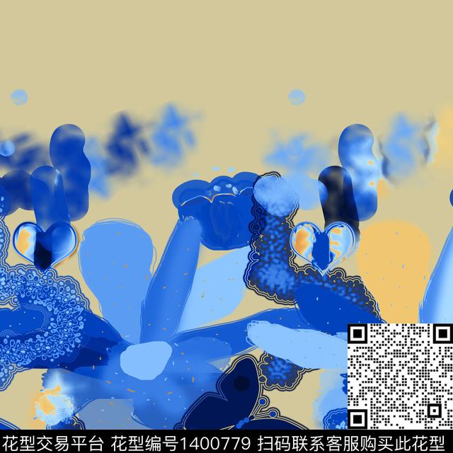 花卉抽象混合拼接数码印花华亿平台下载（图片编号: 1400779） - 瓦栏（Walan）