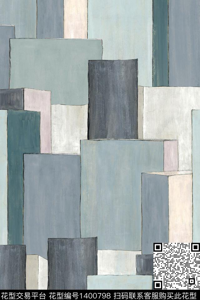 几何大牌风抽象数码印花华亿平台下载（图片编号: 1400798） - 瓦栏（Walan）