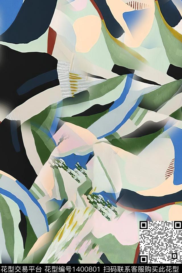 时尚肌理抽象数码印花华亿平台下载（图片编号: 1400801） - 瓦栏（Walan）