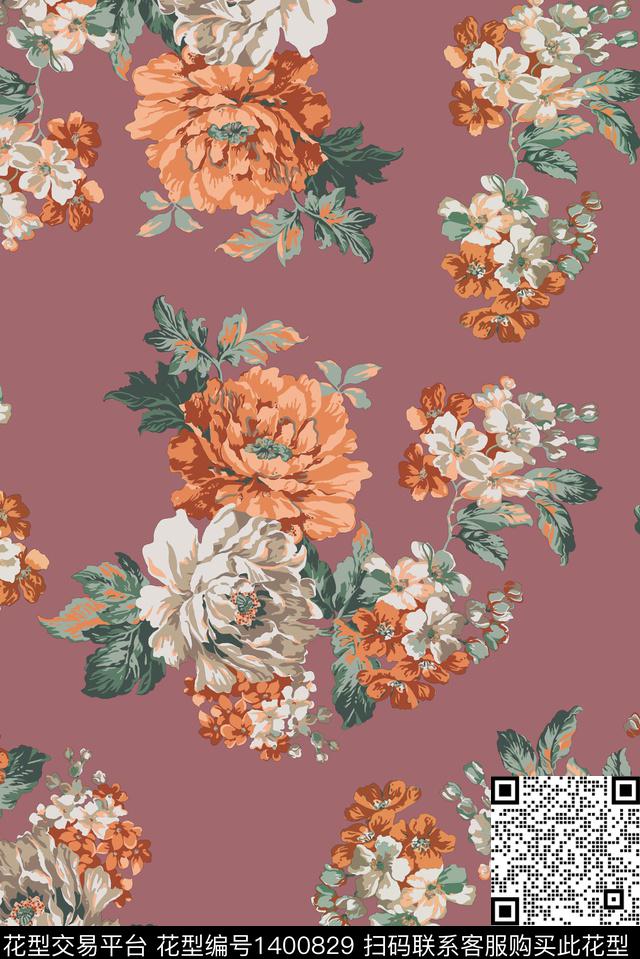 大牌风矢量花卉小碎花传统印花华亿平台下载（图片编号: 1400829） - 瓦栏（Walan）