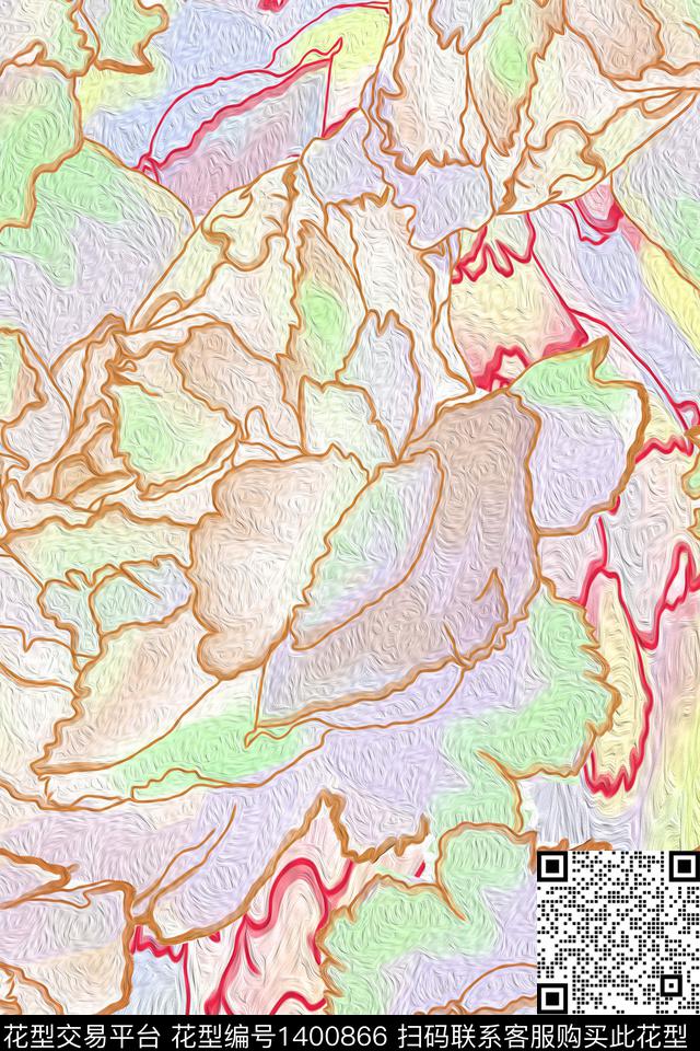 花卉年轻女性手绘数码印花华亿平台下载（图片编号: 1400866） - 瓦栏（Walan）