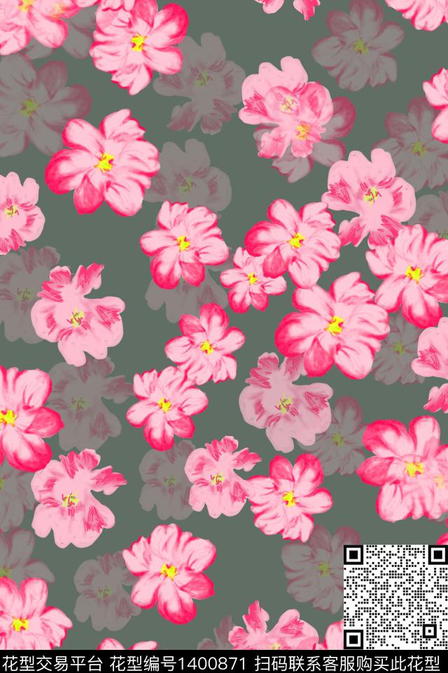 花卉年轻女性小碎花数码印花华亿平台下载（图片编号: 1400871） - 瓦栏（Walan）