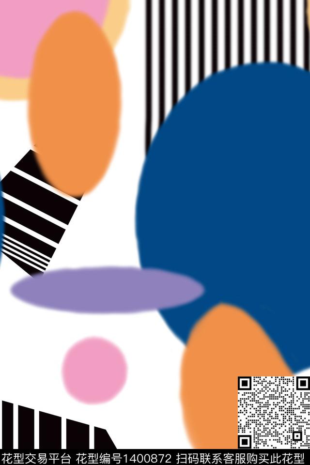 文艺几何条纹数码印花华亿平台下载（图片编号: 1400872） - 瓦栏（Walan）