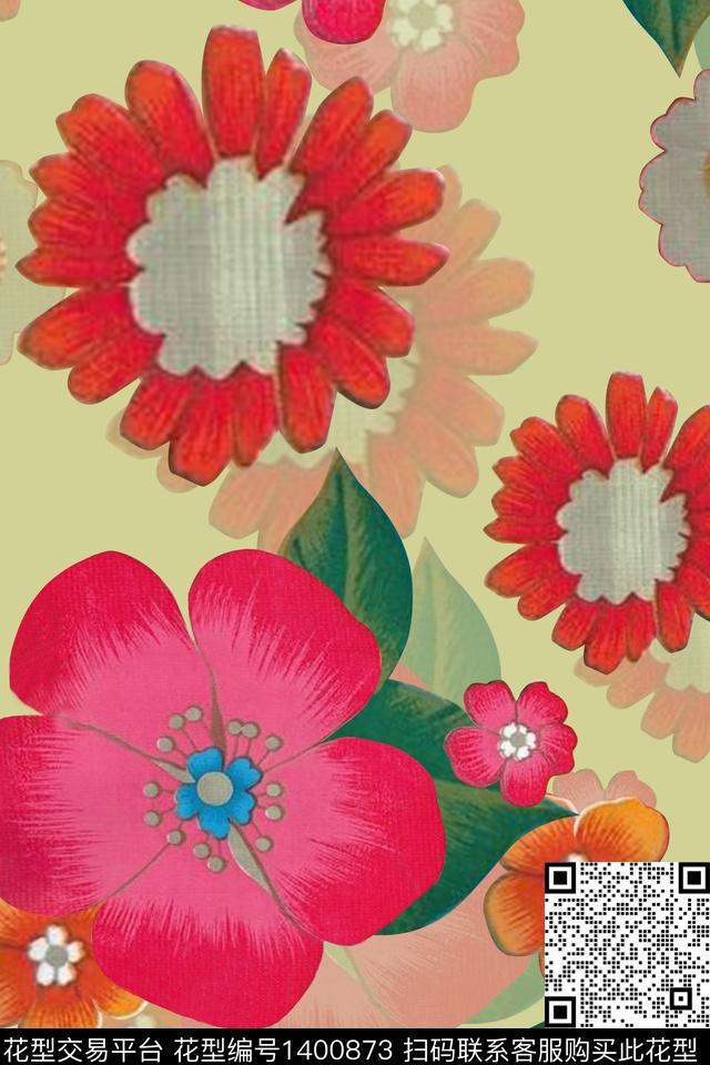 鲜花花卉小碎花数码印花华亿平台下载（图片编号: 1400873） - 瓦栏（Walan）