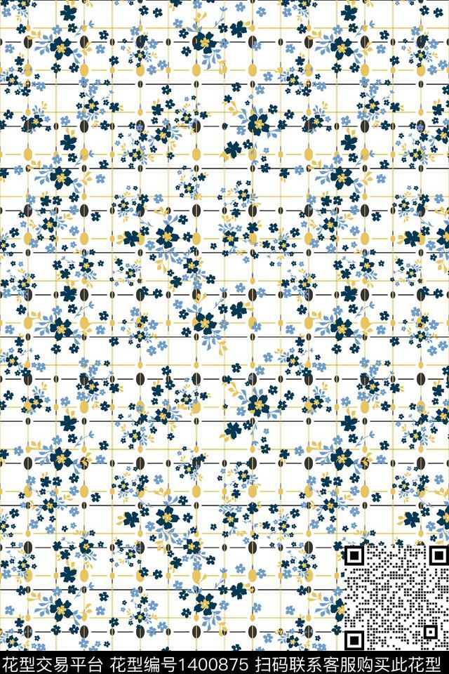 花卉大牌风小清新数码印花华亿平台下载（图片编号: 1400875） - 瓦栏（Walan）