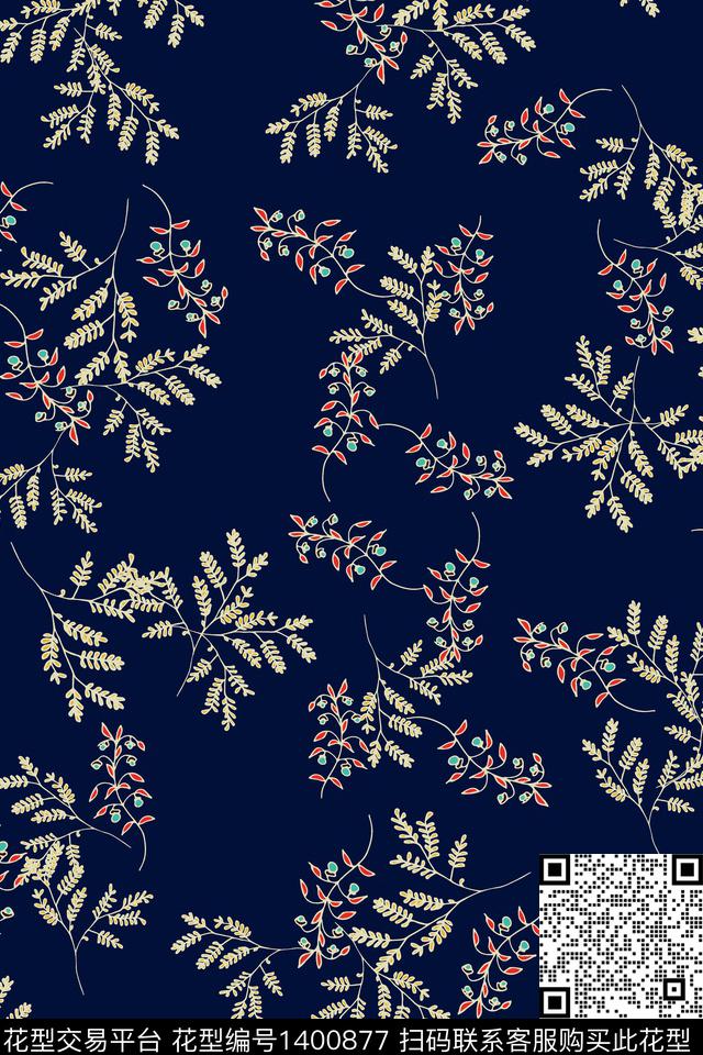花卉大牌风小清新数码印花华亿平台下载（图片编号: 1400877） - 瓦栏（Walan）