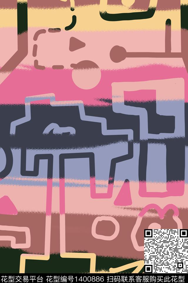 几何年轻女性条纹数码印花华亿平台下载（图片编号: 1400886） - 瓦栏（Walan）