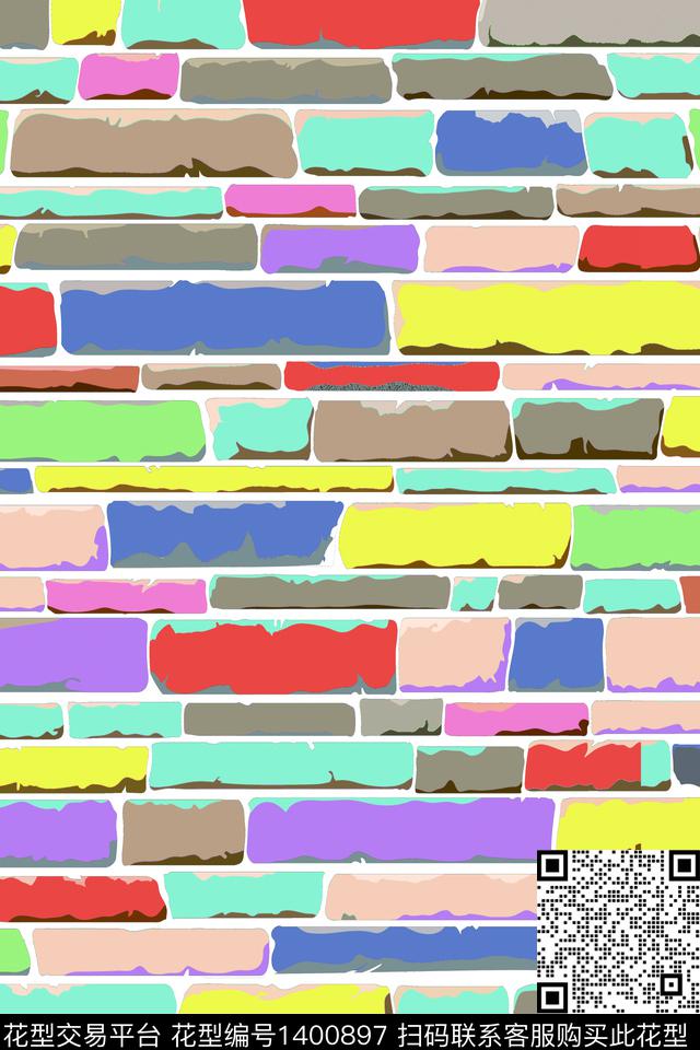 撞色彩虹格子传统印花华亿平台下载（图片编号: 1400897） - 瓦栏（Walan）