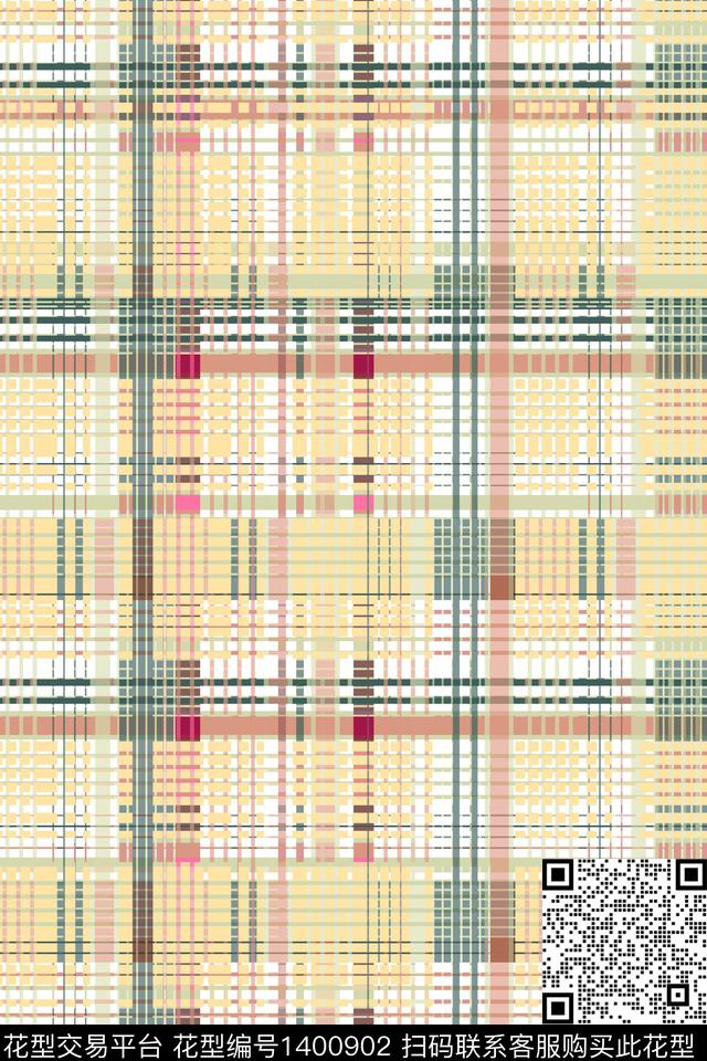 几何格子大牌风数码印花华亿平台下载（图片编号: 1400902） - 瓦栏（Walan）