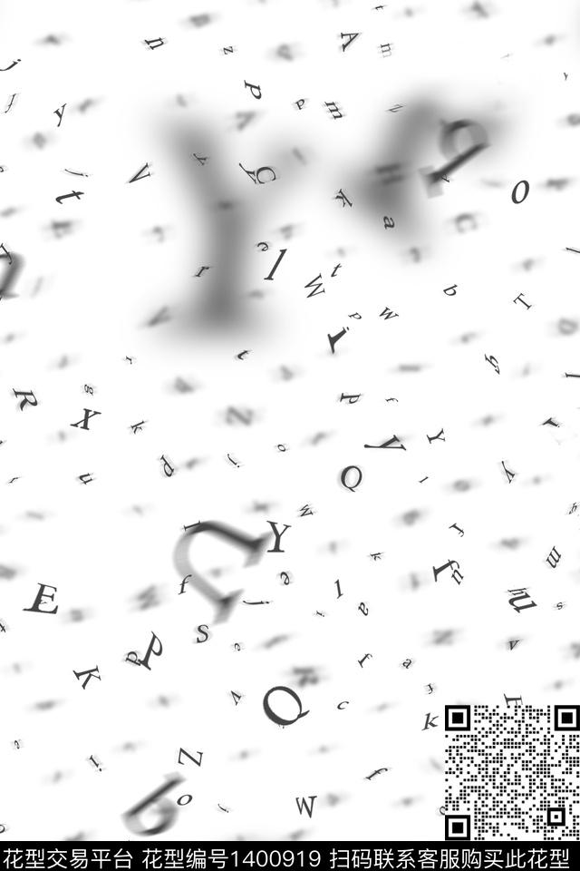 字母抽象男装大牌风数码印花华亿平台下载（图片编号: 1400919） - 瓦栏（Walan）
