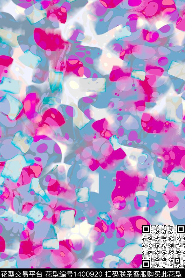 几何扎染华亿平台抽象花卉数码印花华亿平台下载（图片编号: 1400920） - 瓦栏（Walan）