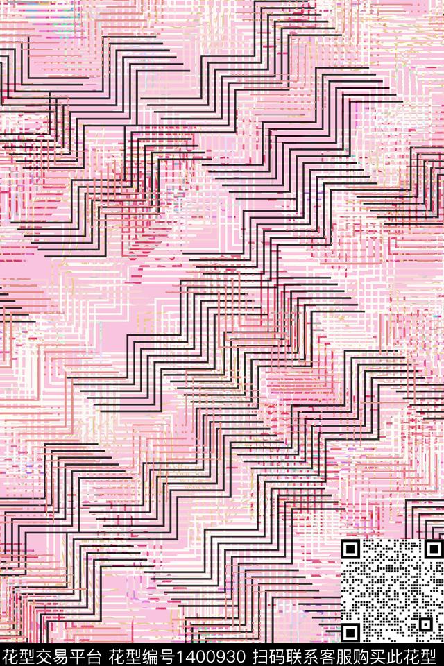 几何肌理抽象花卉数码印花华亿平台下载（图片编号: 1400930） - 瓦栏（Walan）