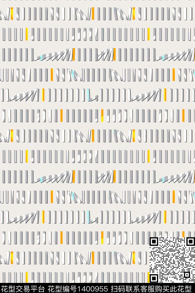 几何格子抽象花卉数码印花华亿平台下载（图片编号: 1400955） - 瓦栏（Walan）