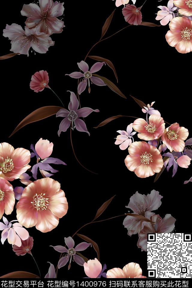 绿植树叶雪纺香云纱数码印花华亿平台下载（图片编号: 1400976） - 瓦栏（Walan）