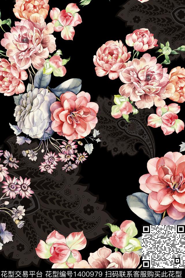 民族风佩斯利香云纱数码印花华亿平台下载（图片编号: 1400979） - 瓦栏（Walan）