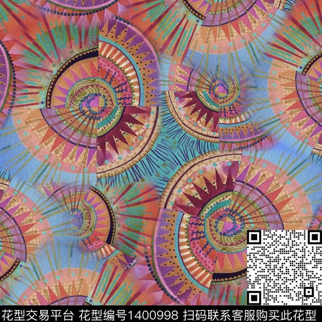 几何抽象手绘线条笔触数码印花华亿平台下载（图片编号: 1400998） - 瓦栏（Walan）