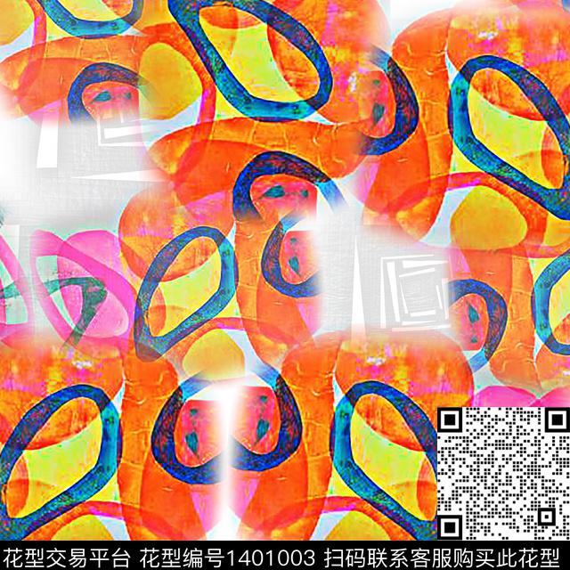 几何抽象手绘线条笔触数码印花华亿平台下载（图片编号: 1401003） - 瓦栏（Walan）