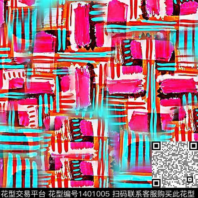 几何抽象渐变色彩数码印花华亿平台下载（图片编号: 1401005） - 瓦栏（Walan）