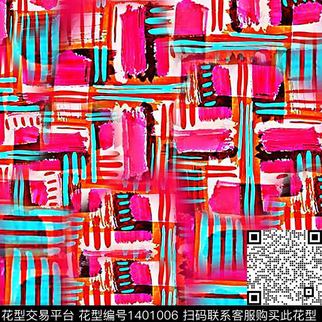 几何抽象渐变色彩数码印花华亿平台下载（图片编号: 1401006） - 瓦栏（Walan）