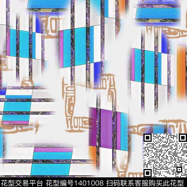 几何抽象渐变色彩数码印花华亿平台下载（图片编号: 1401008） - 瓦栏（Walan）