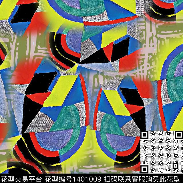 几何抽象渐变色彩数码印花华亿平台下载（图片编号: 1401009） - 瓦栏（Walan）