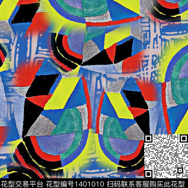 几何抽象渐变色彩数码印花华亿平台下载（图片编号: 1401010） - 瓦栏（Walan）