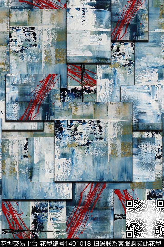 简约中国风棉麻数码印花华亿平台下载（图片编号: 1401018） - 瓦栏（Walan）