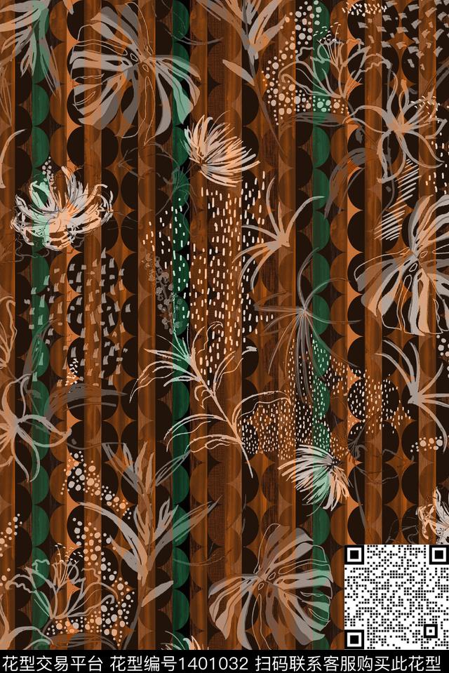花卉大牌风休闲数码印花华亿平台下载（图片编号: 1401032） - 瓦栏（Walan）