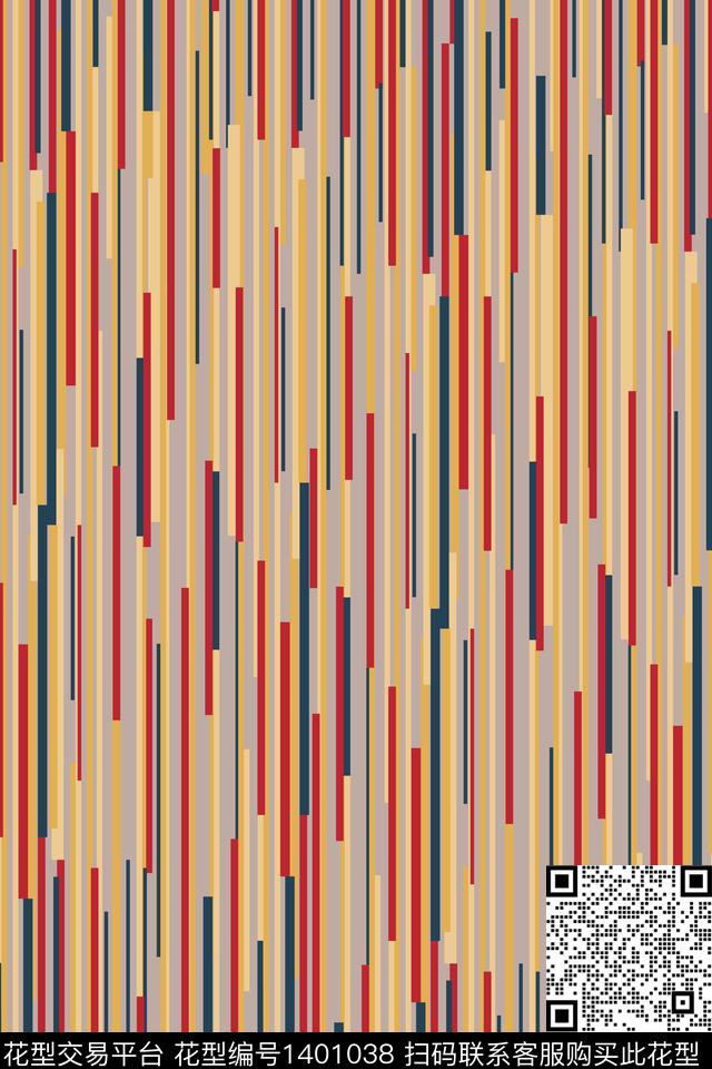 几何大牌风条纹数码印花华亿平台下载（图片编号: 1401038） - 瓦栏（Walan）