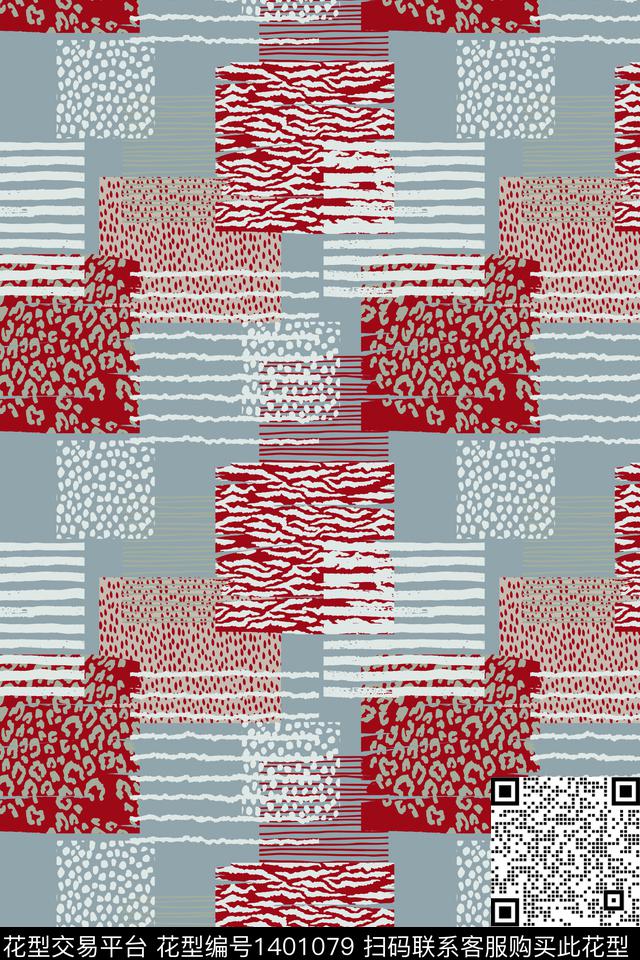 中老年格子几何传统印花华亿平台下载（图片编号: 1401079） - 瓦栏（Walan）