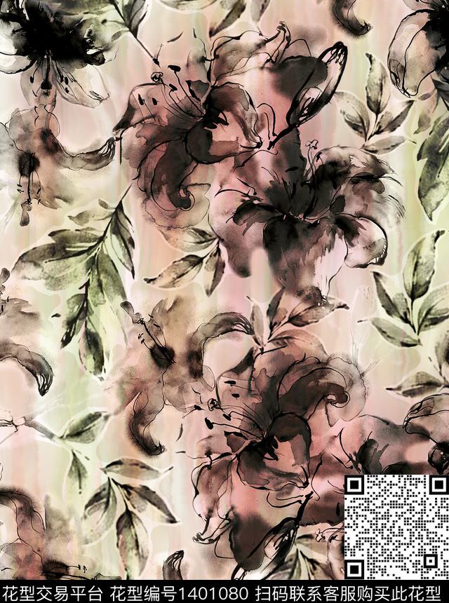 水彩欧美印花数码印花华亿平台下载（图片编号: 1401080） - 瓦栏（Walan）