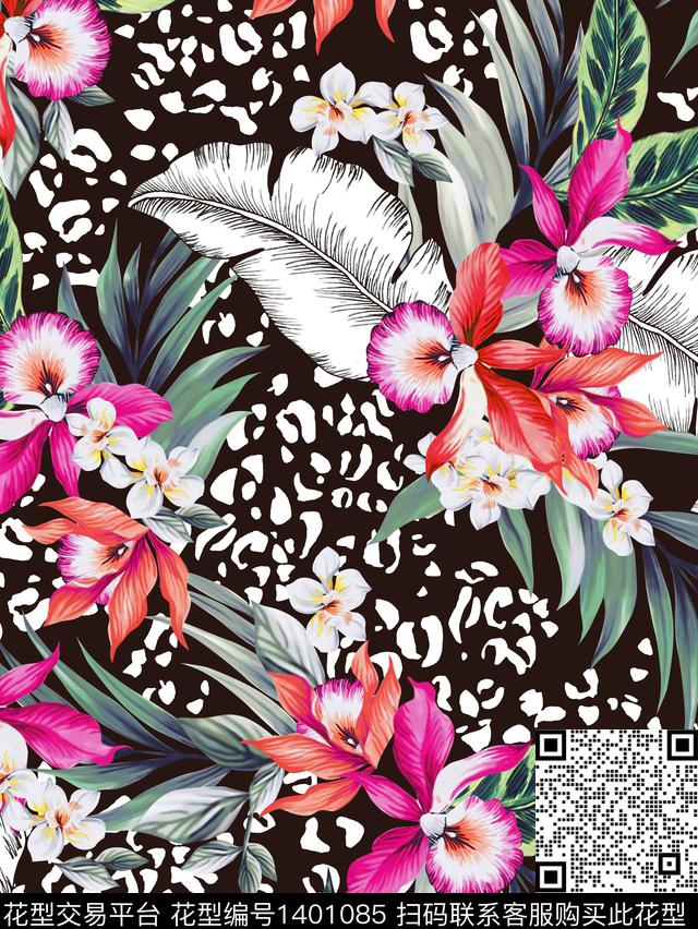 鸢尾花扎染华亿平台花卉数码印花华亿平台下载（图片编号: 1401085） - 瓦栏（Walan）