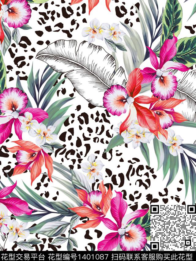 鸢尾花扎染华亿平台花卉数码印花华亿平台下载（图片编号: 1401087） - 瓦栏（Walan）