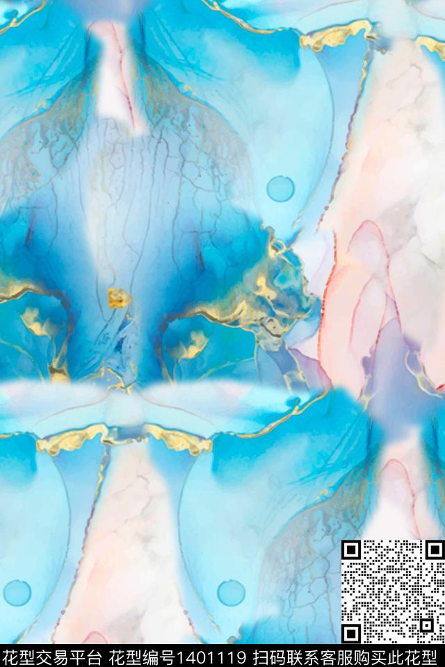 几何炫彩水彩数码印花华亿平台下载（图片编号: 1401119） - 瓦栏（Walan）